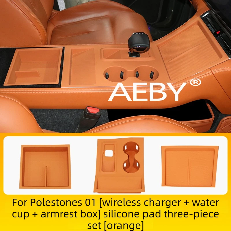 AEBY Podkładka ładująca 2w1 do Polestones 01 z uchwytem na kubek, antypoślizgowa silikonowa mata, akcesorium samochodowe, mata ładująca na deskę rozdzielczą