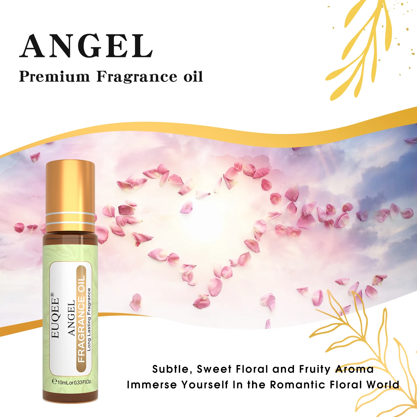 EUQEE 10ML Angel Coconut Vanilla Good Girl Roller Fragrance Oils For Women Easy Carry,Long Lasting Aromatherapy Body Fragrance