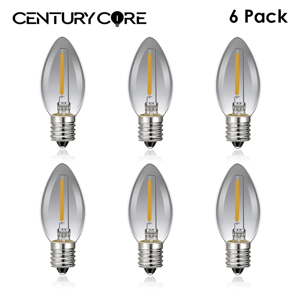 Ampoules à guirxiété LED C7 pour décoration de Noël, lustre suspendu, gris fumé, blanc chaud, E14, 220V, E12, 110V, 0.5W