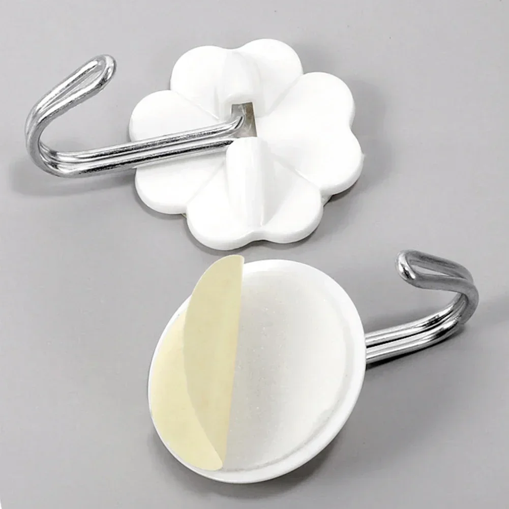 6PCs Strong Adhesive Wall Sticky Hooks 180 Degree Rotating Stick On Hooks For Bathroom Kitchen Key Holder Hanging Shelf 3 Types