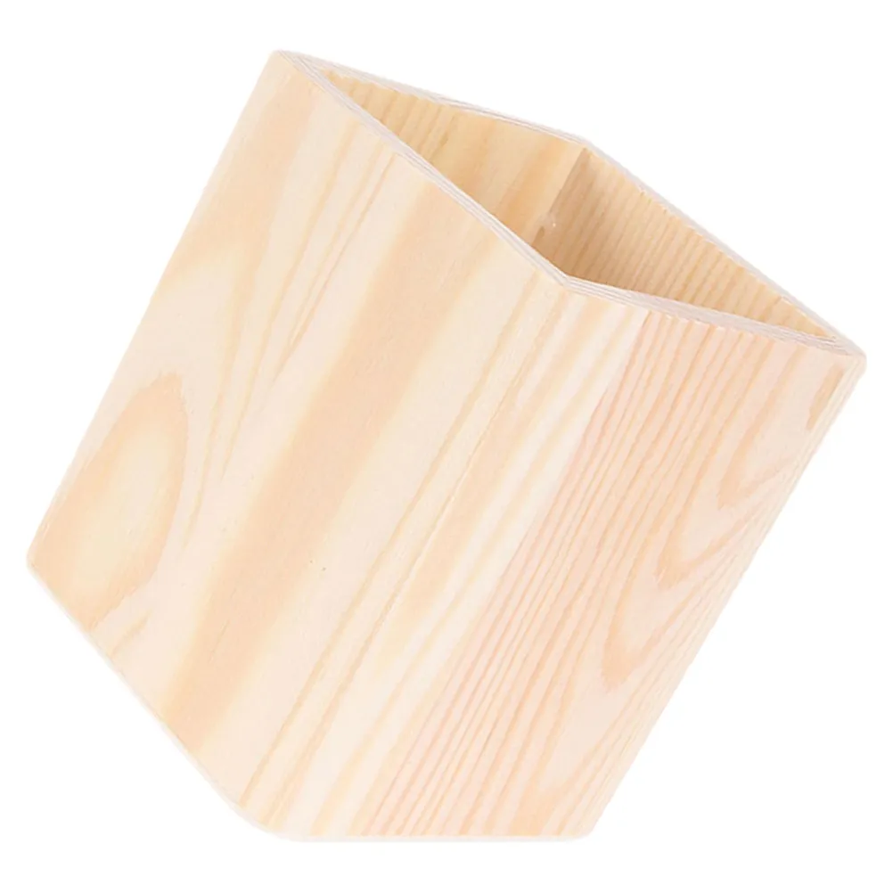 Natural Unpainted Wooden Pen Cup Blank Pencil Holder Desk Organizer for Office Supplies Makeup Brushes and Writing Tools Warm
