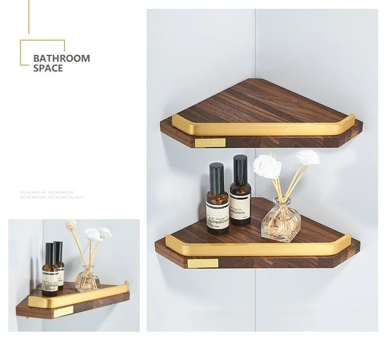 Walnut Wood Brushed Gold Bathroom Hardware Set Towel Rack Toilet Paper Holder Towel Bar Robe Hook Shelf Bathroom Accessories