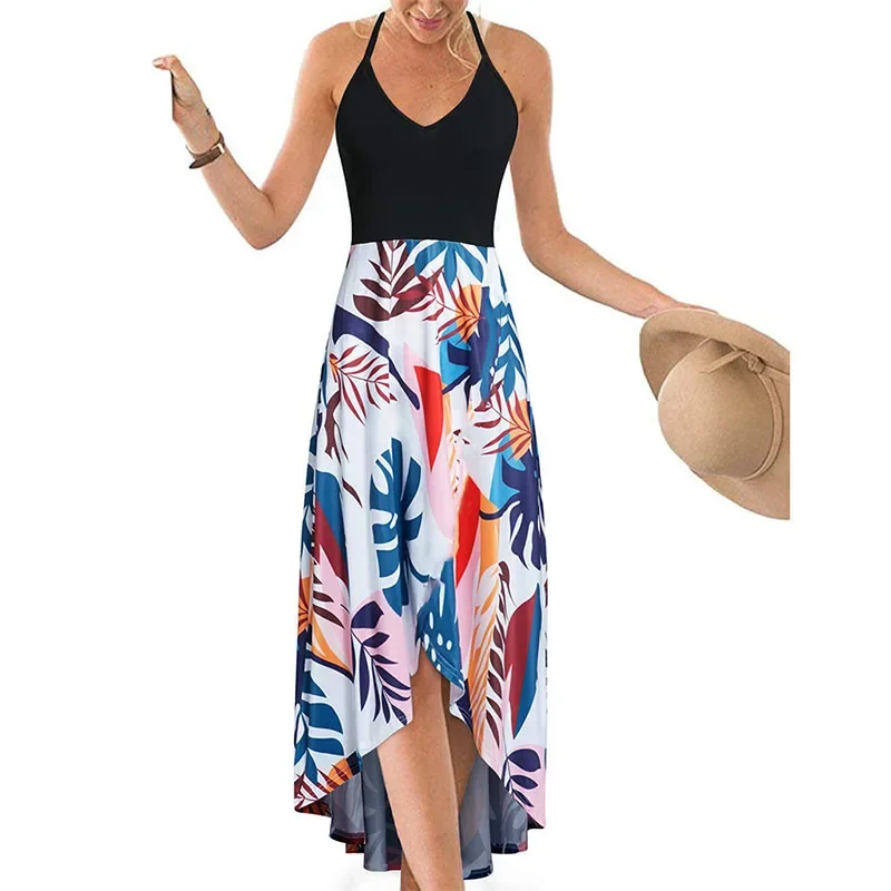 Casual Printed Summer Long Dresses For Women 2024 Elegant Pretty Slim Women's Sexy Backless Dresses Vintage Female Clothing