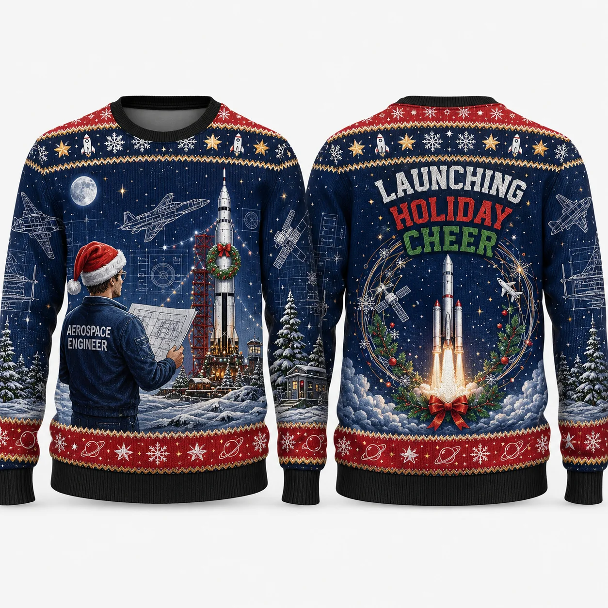 Hot Robot Tech Ugly Christmas Sweater For Adults Future Holiday Sweaters With Researchers Gift Snowflake Christmas Party Design