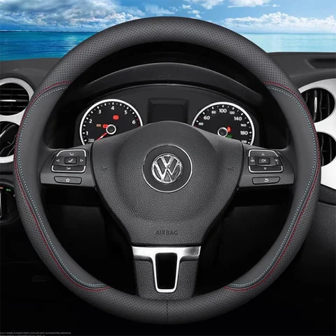 Leather Car Steering Wheel Cover For for VW T4 T5 T6 Multivan Multifuncional Transporter Auto Accessories