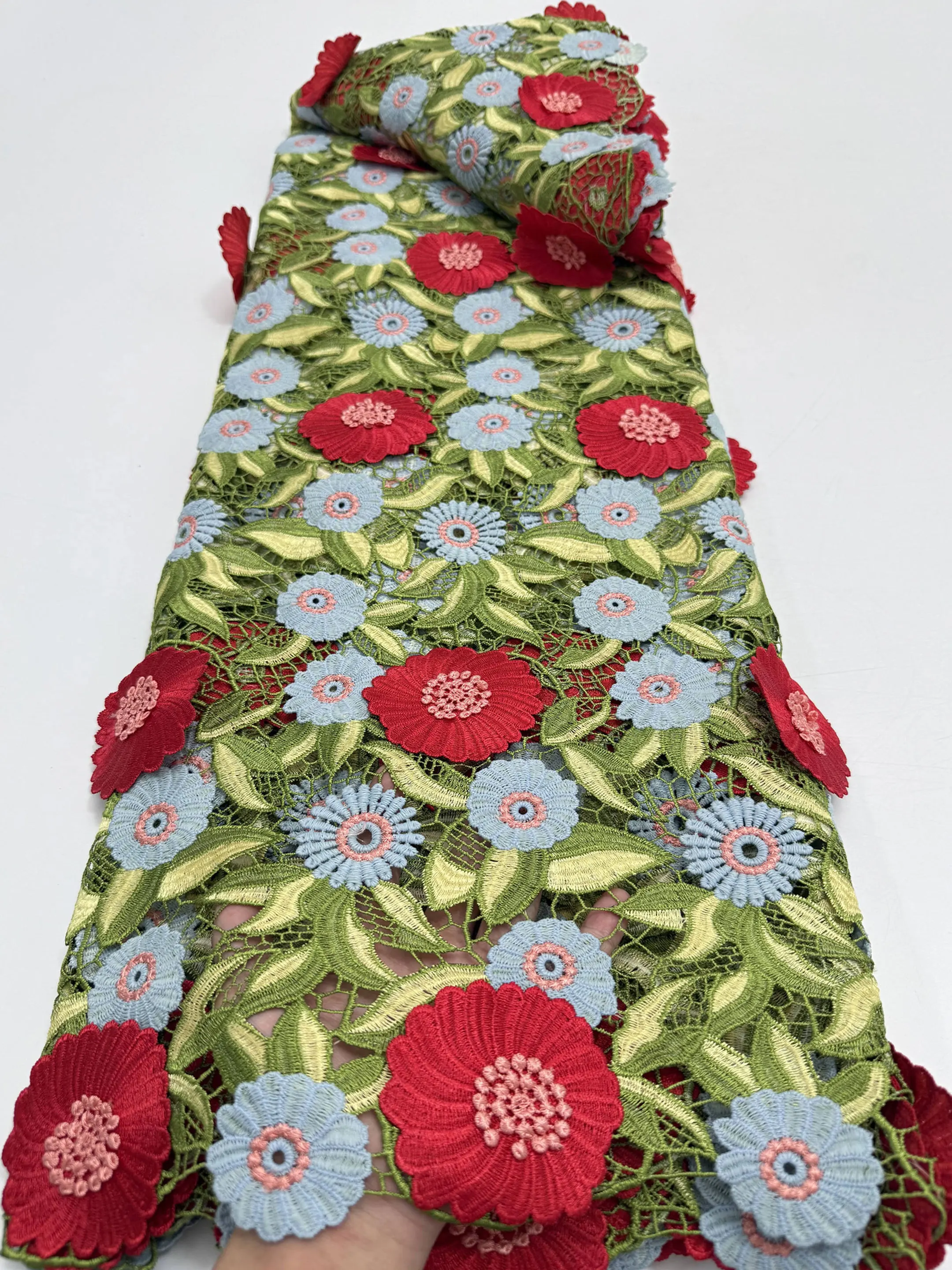 ผ้าลูกไม้กีปัวร์ปักลาย 3 มิติ  - Sewing Embroidery Fabric บทวิจารณ์และราคา