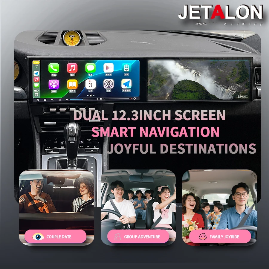 Head Unit Radio Mobil Layar Ganda RHD Untuk Porsche 911 991 2012-2018 Android15 Pemutar Video Multimedia GPS Navi Otomatis 4G Carplay