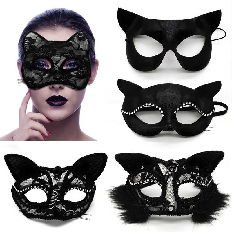 Maschera di pizzo Sexy per le donne puntelli per feste in maschera accessori per costumi Cosplay di Halloween maschera per mezza faccia maschera per occhi di gatto animale