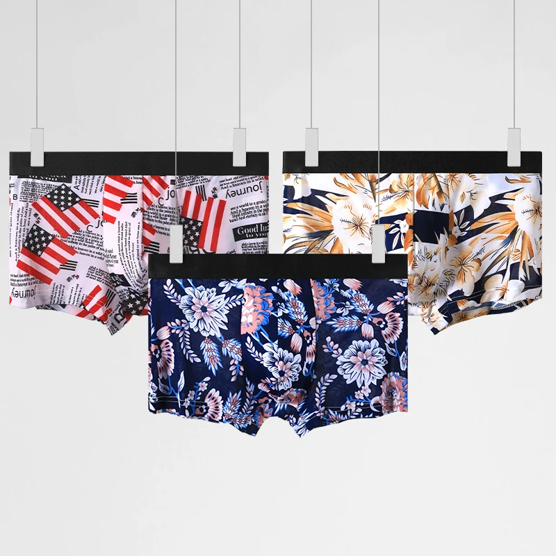 

5PCS Men's underwear, men's briefs, ice silk soles, four-cornered cuffs, men's modal summer thin style, breathable