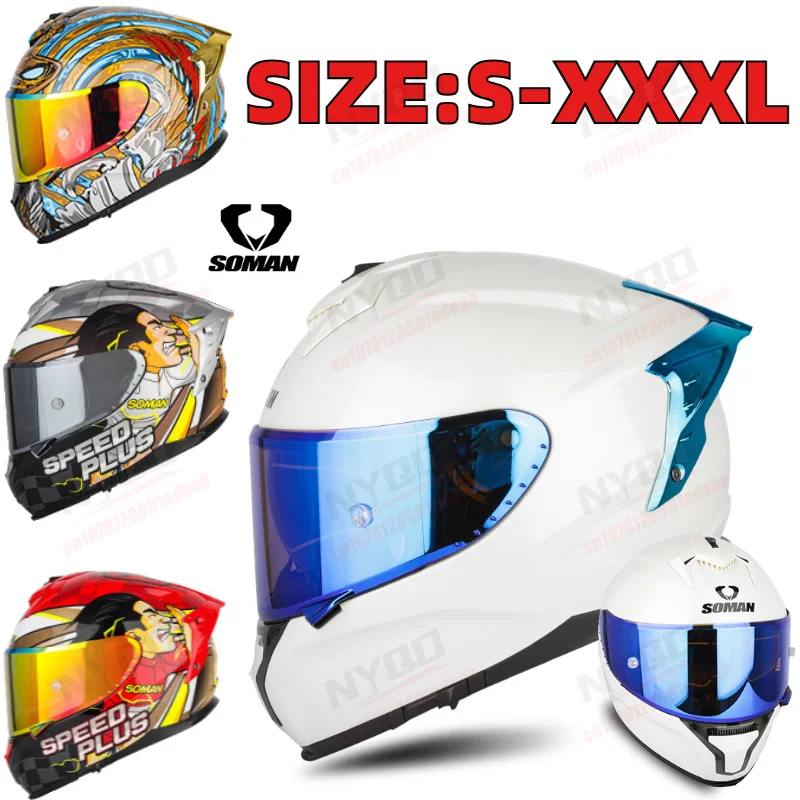 SOMAN Motorcycle Helmet for Men and Women in All Seasons Anti Fall Protection, Comfortable, Breathable and Safe Riding Equipment