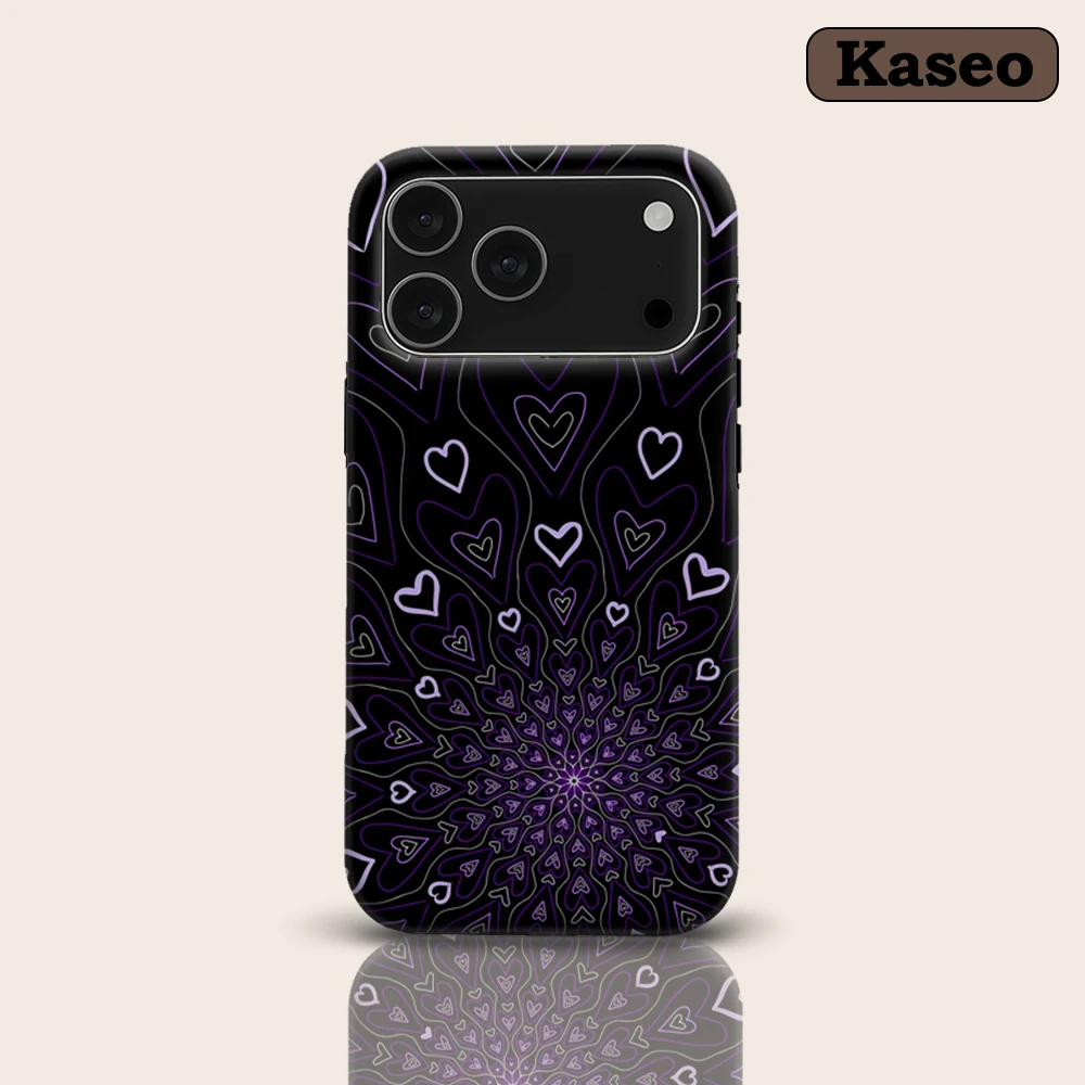 KASEO Matte Bumper for Magsafe Case for IPhone 17 16 15 14 Plus 13 Pro Max Shockproof Hard PC Purple Heart Tunnel Cover