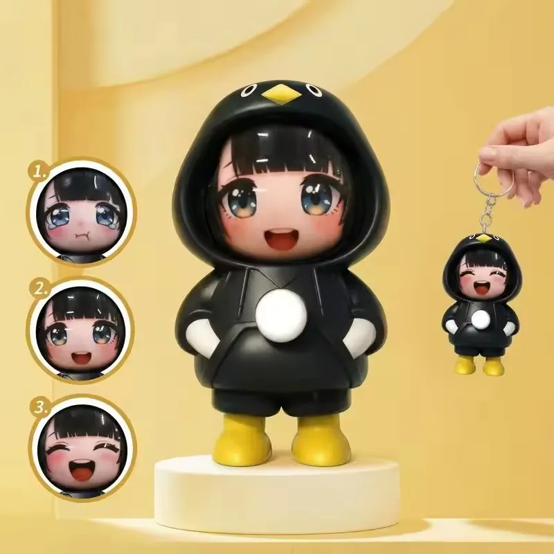 Gugu Gaga Cartoon Keychain Trendy Handheld Stress Relief with Face Changing Feature Blind Box Doll Pendant Gift