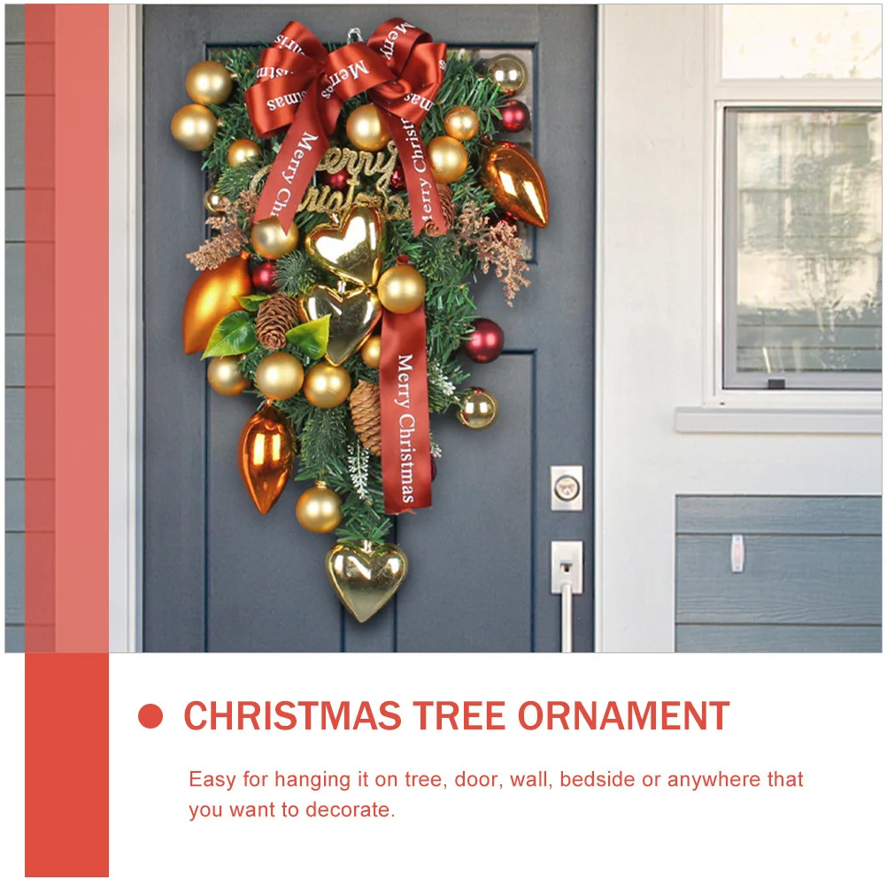 

Christmas Heart Ball Wreath Decorative Bow Door Wreath Hanging Wall Christmas Decor Front Door Xmas Garland Tree Topper