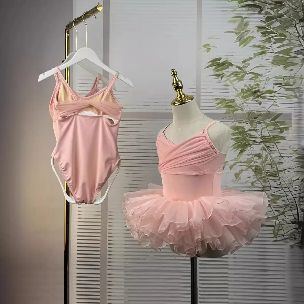 Robe de danse en maille à manches courtes pour filles, pratique du ballet et de la gymnastique