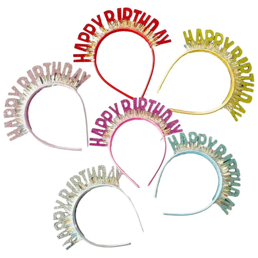 6Pcs Shiny Birthday Headband Party Accessories Birthday Celebration Headbands Comfortable Party Hairbands Decoration Headdress