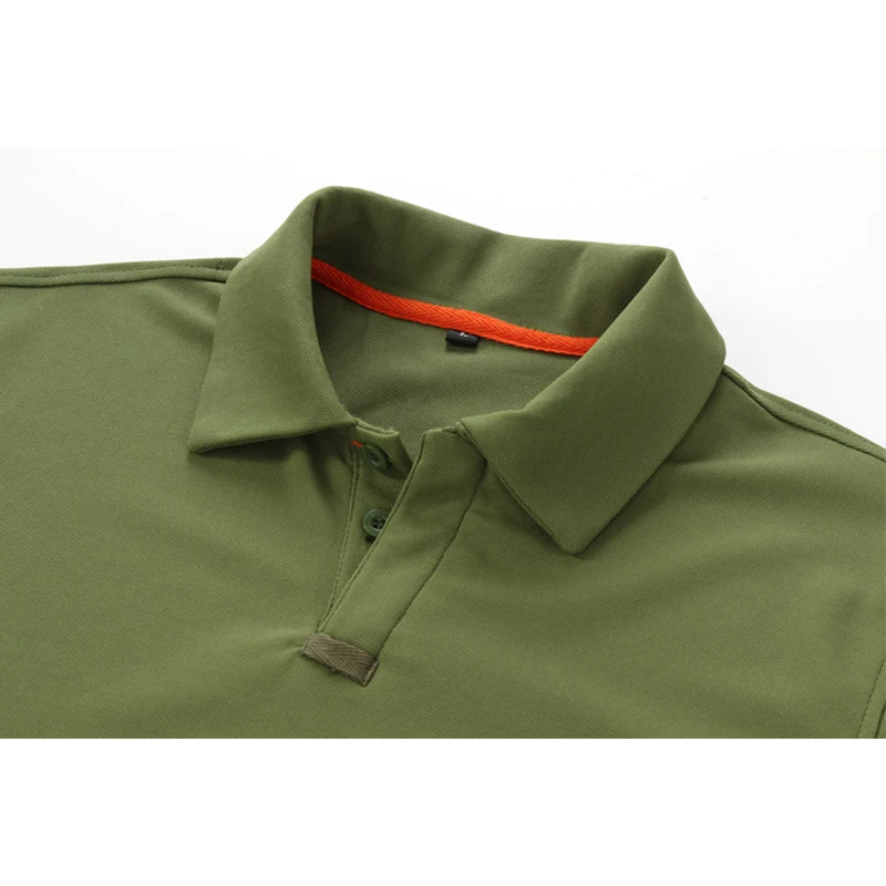 Mens 100% Polyester Long Sleeve Polo Shirt Summer Quick Dry Solid Square Collar T-shirts Sports Outside Camping Tops