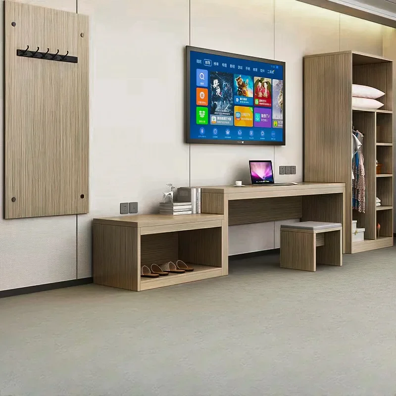 

Express Hotel TV Cabinet Computer Desk Luggage Rack Wardrobe Combination Hotel Furniture Hotel Apartment Room Writing Desk