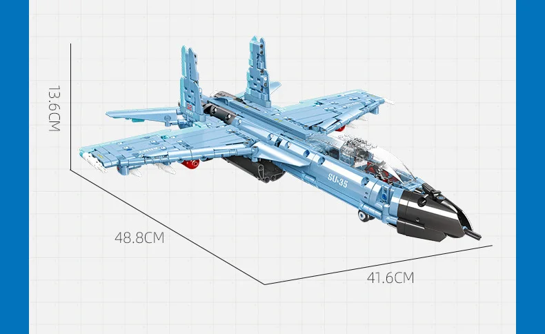 Sowjetunion Sukhoi Su-35 Super Flanker E Kampfjet Modernes Militär-Bausteinmodell Flugzeug Bausteine Rückziehspielzeug – Detail 6