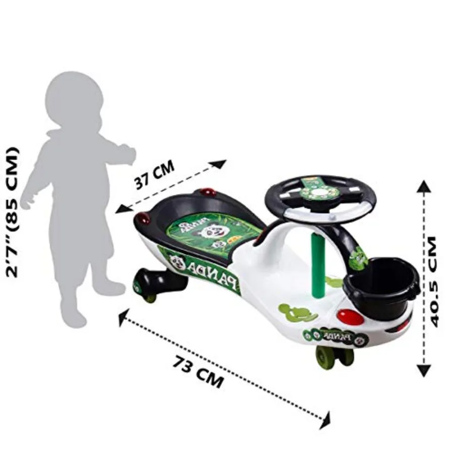 Magic Car Swing Car, Baby Car, Kids Car, Toy Car, Push Car, Ride On Car with Music and Chu-Chu Horn (Eco Panda Magic Car) White