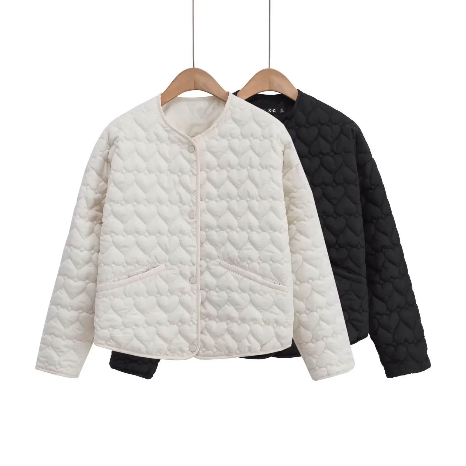 

Женская верхняя одежда 2025, стеганая хлопковая куртка в форме сердца, женская корейская куртка с круглым вырезом, хлопковая куртка