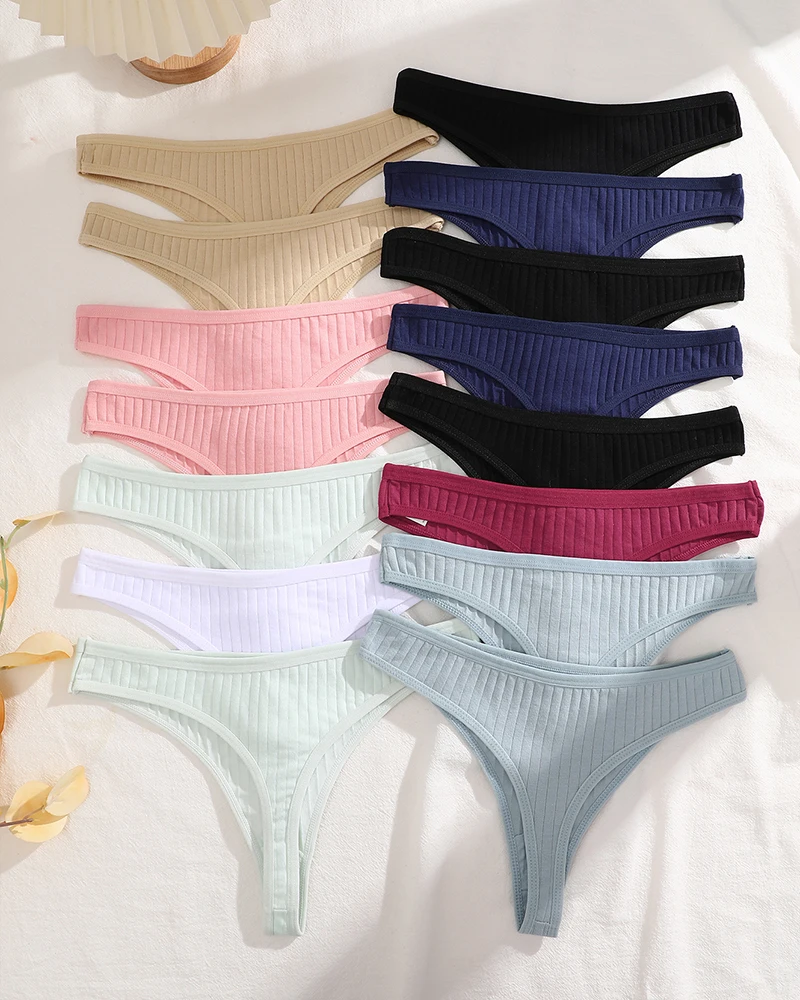 15Pcs Baumwolle Höschen G-String Frauen Höschen Sexy Unterwäsche Weibliche Dessous Tanga Slip für Frau Einfarbig Intime Pantys