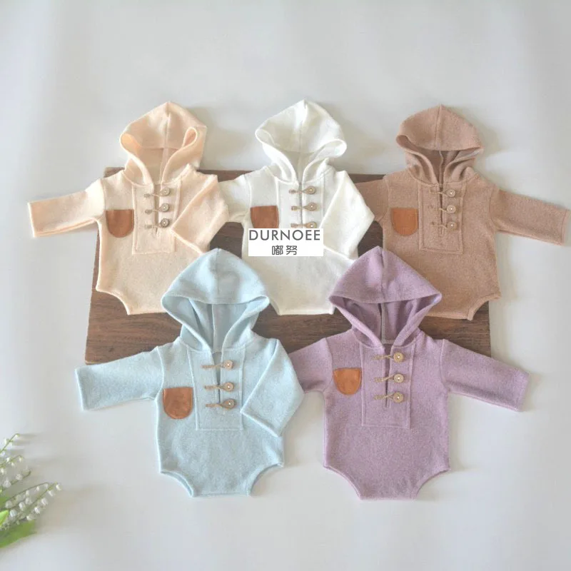 

Baby Outfits Newborn Photography Props Baby Boy Girl Hooded Jumpsuit Baby Fotografie Accessoires