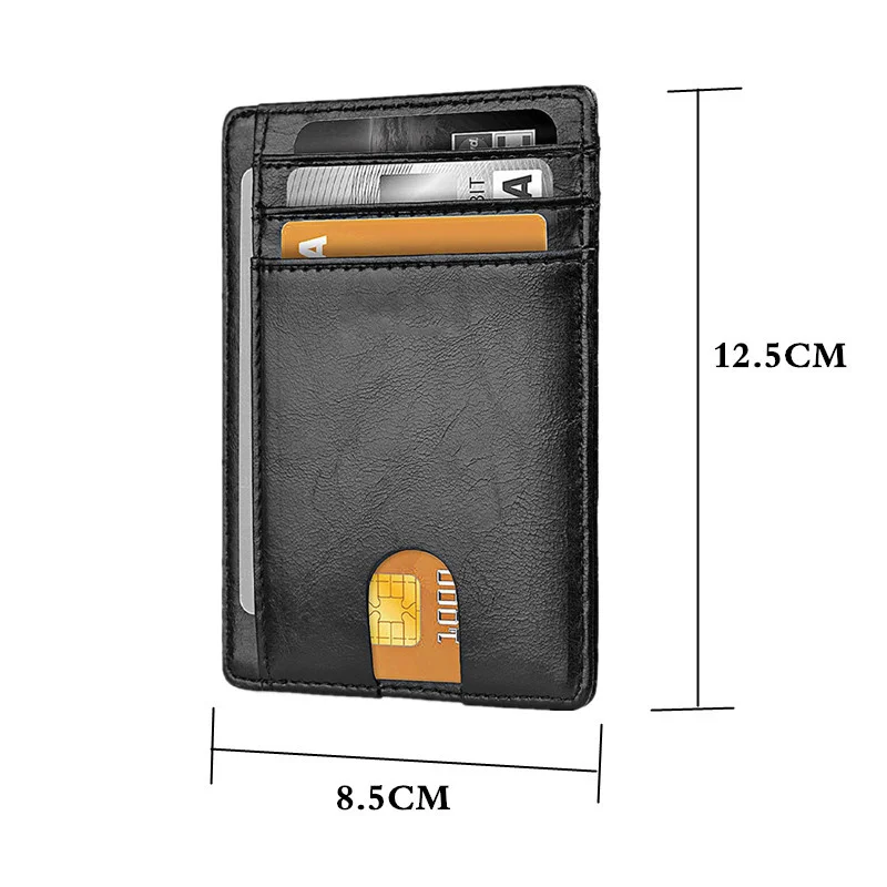 Slim Bank Credit Card Holder Leather Thin ID Cards Anti-theft Coin Pouch Case Bag Wallet Organizer Business Card Cover