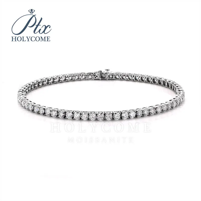 

Real 3mm Moissanite Tennis Bracelet Sparkling Full Round Cut White Gold Plated 925 Sterling Silver Diamond Bracelets For Women