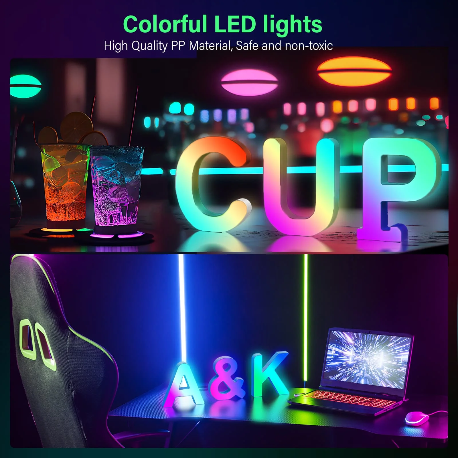 1PC Smart LED Letter Light - DIY RGB Marquee App Control Music Sync Indoor Sign Game Holiday Party Wedding Graduation Season A-Z