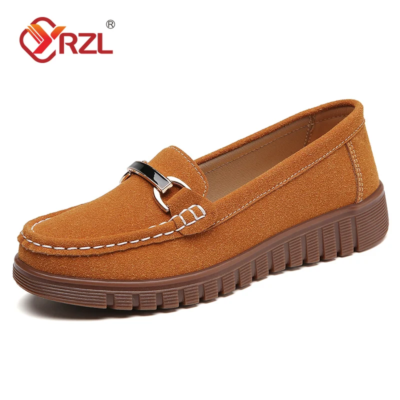 

YRZL Ladies Loafers Comfortable Slip On Flat Shoes Women Casual Moccasins Lightweight Anti-Skid Soft Sole Female Walking Shoes