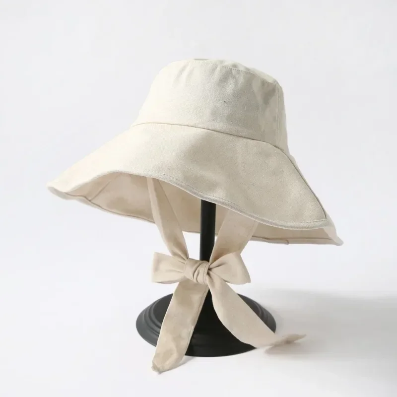 Spring Summer Japanese Style Tie Dye Bucket Hat Women Korean Big Brim Foldable Sunscreen Cotton Linen Beach Sun Hat 4
