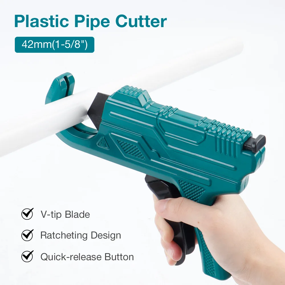 

42mm Pipe Cutter Ratchet Pipe Cutter Professional Cutting PE PVC PPR Plastic Rubber Pipe, With Deburring Tool, Home Cutting Tool