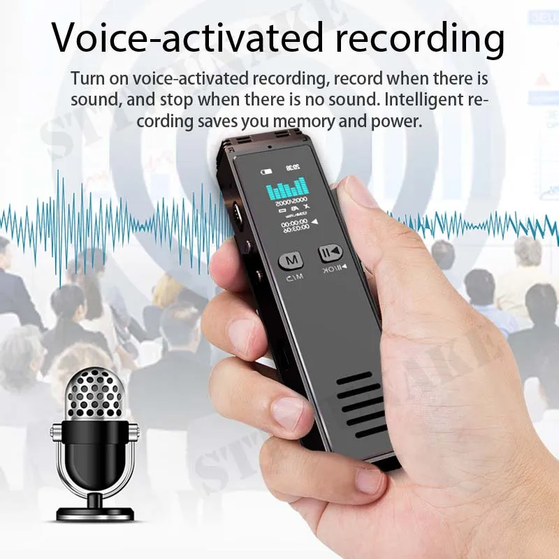 Bluetooth Digital Voice Activated Recorder Professional Sound Recording Device Audio Listening Dictaphone STTWUNAKE