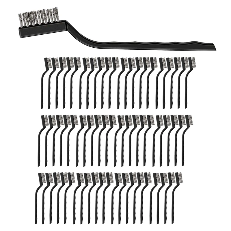 

60 Pieces Mini Wire Brush Stainless Steel Brush Small Brush For Cleaning Weld Slag And Rust Tools, Black, 6.7 Inch