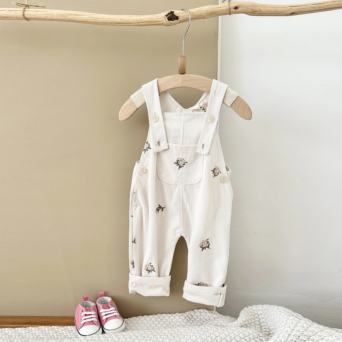 

Spring Autumn New Baby Pants Autumn Jumpsuit Overalls Newborn Baby Flower Embroidery Baby Girl Boy Clothing Infant Outfit 0-3Y