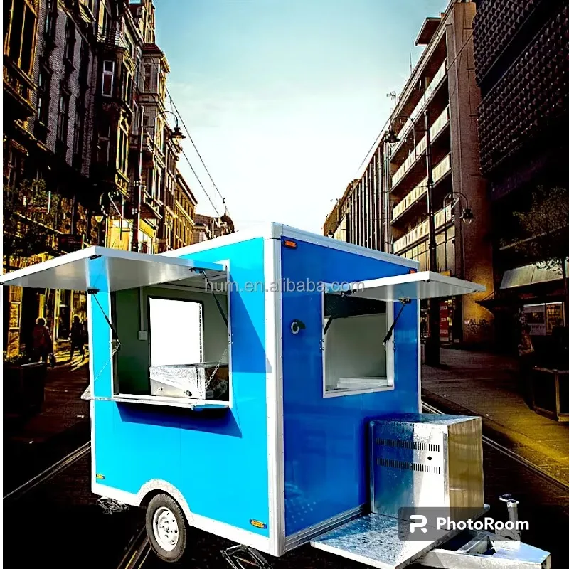 Customized New Square Food Trailer Fully Equipped Aluminum Snack Food Mobile Kitchen Food Truck For Sale
