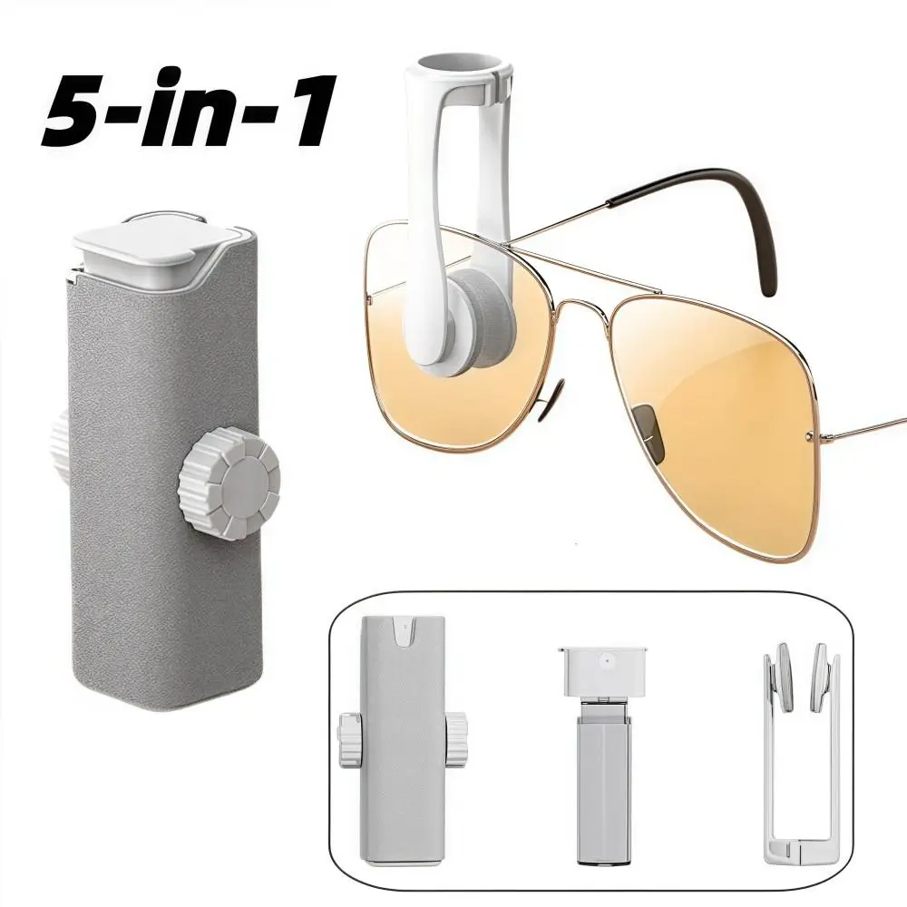 5in1 Glasses Cleaning Cloth with Spray Bottle Multi-functional Lens Cleaning Kit Small Durable Phone Screen Cleaning Set