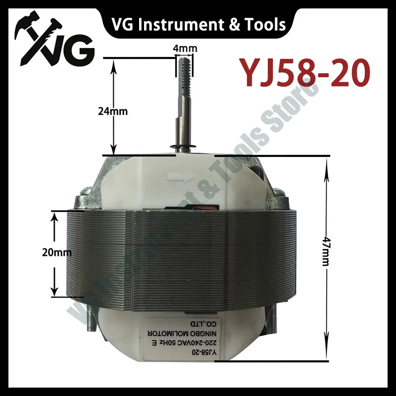 YJ58-20 CCW/CW clockwise 2 Poles 4mm Shaft Dia 2600RPM Shaded Pole Motor AC220V 14-17W around Ventilator Warm fan