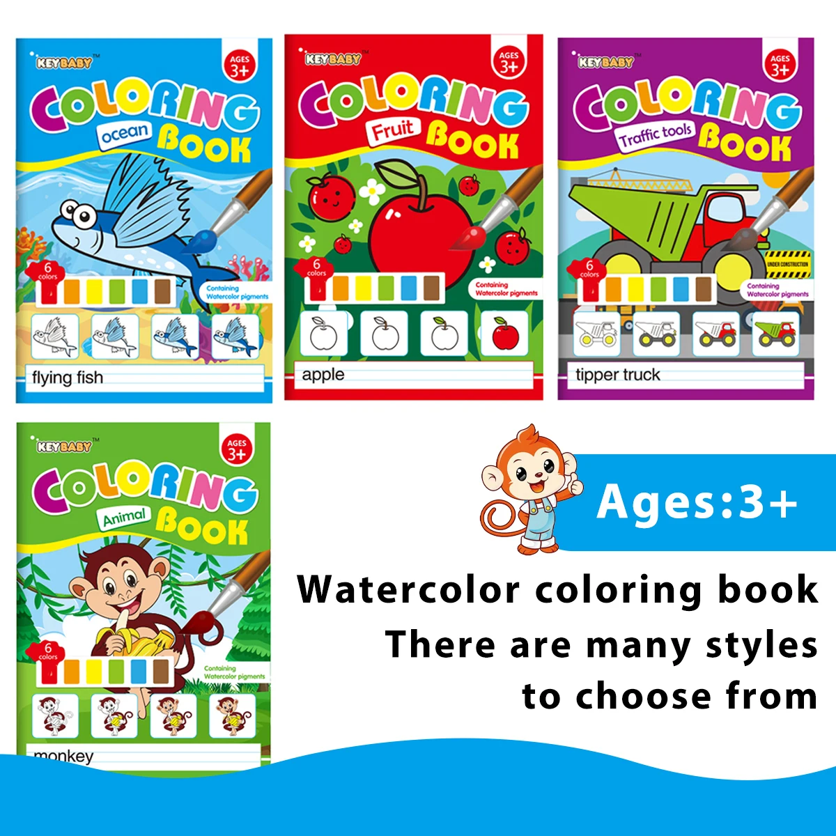 

Water-Activated Children's Coloring Book, Ages 4-8, Enhance Creativity & Imagination, Early Learning Gift