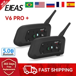 EJEAS-intercomunicador V6 PRO + 6Rider para casco de motocicleta, auriculares Bluetooth, interfono de 800M, comunicador impermeable, Control remoto Can EUC