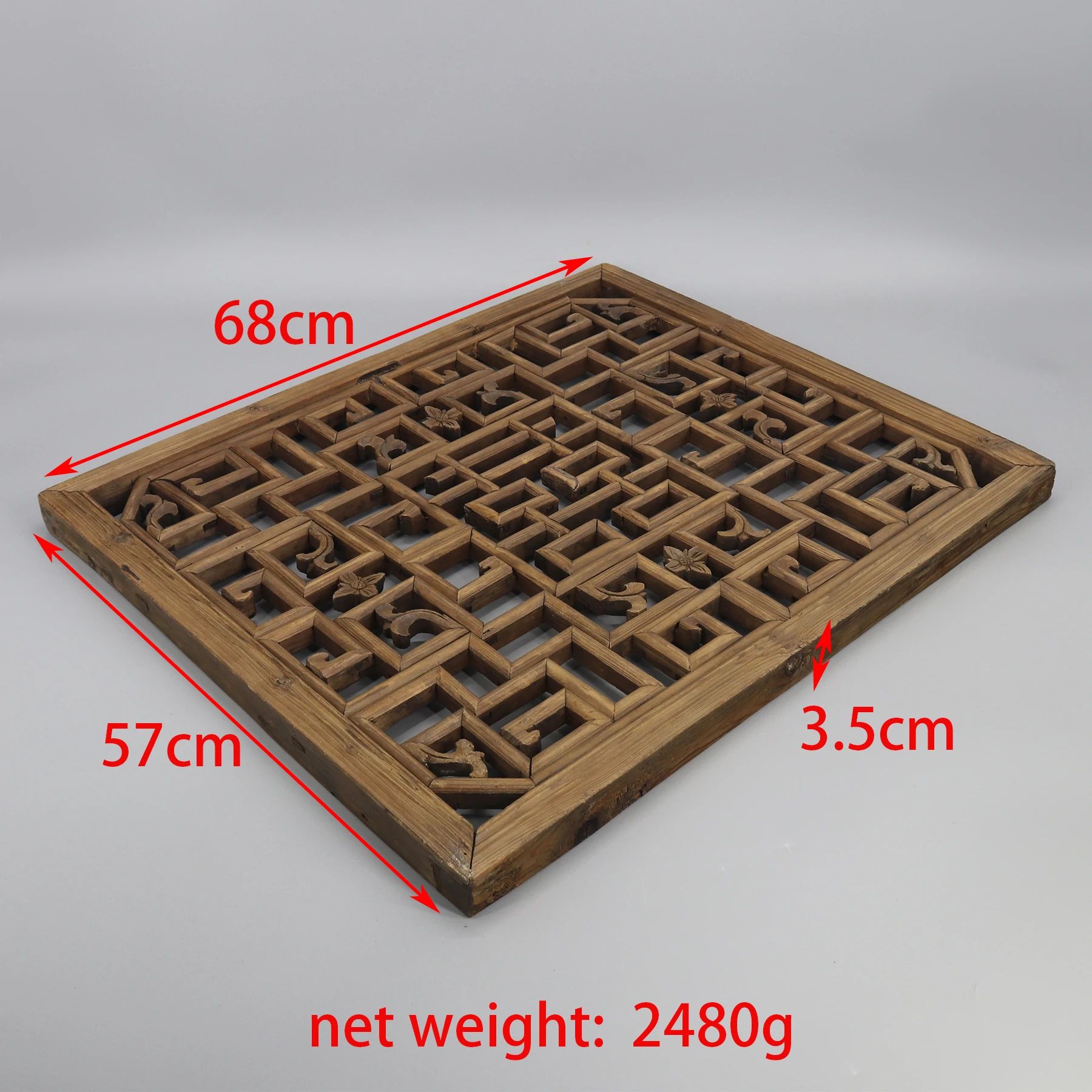 Single Piece of Old Window Panel, Old Wooden Carving with 
