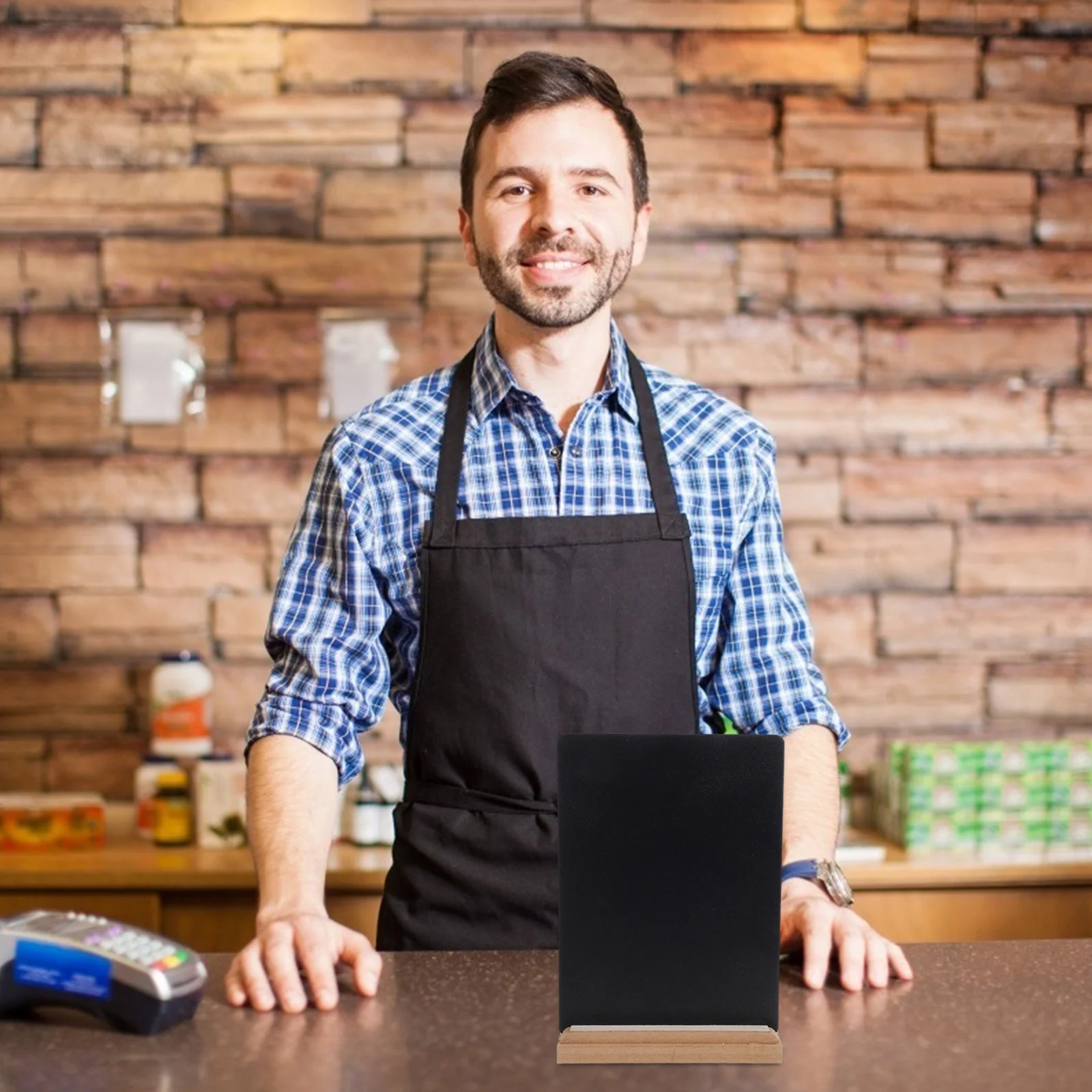 

2Pcs Miniature Chalkboard Sign Wooden Base Double Sided Ideal for Menus Reminders Home Kitchen Decor Tabletop Chalkboard