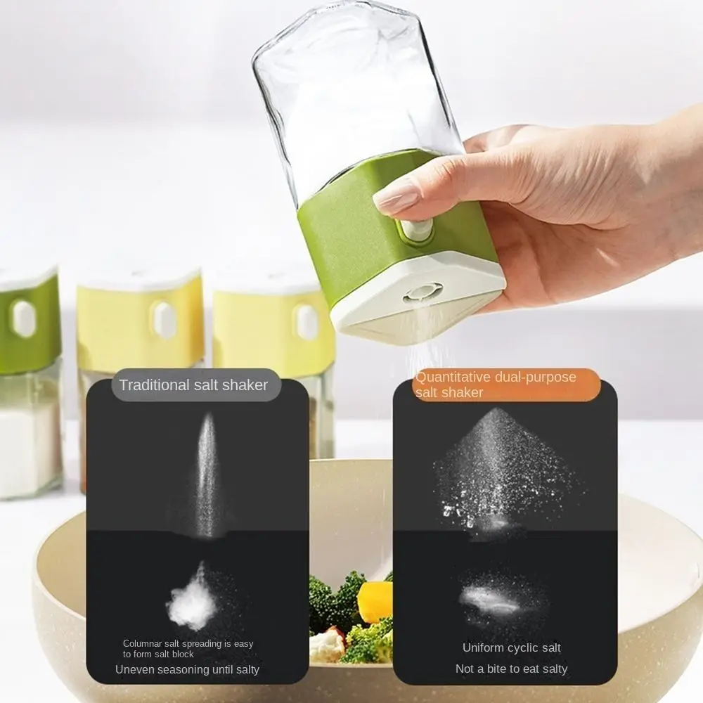 

2Pcs 200ml Glass Salt Jar Press-type Sealed 0.5g Quantitative Seasoning Jar Moisture-proof Refillable Salt Container Camping