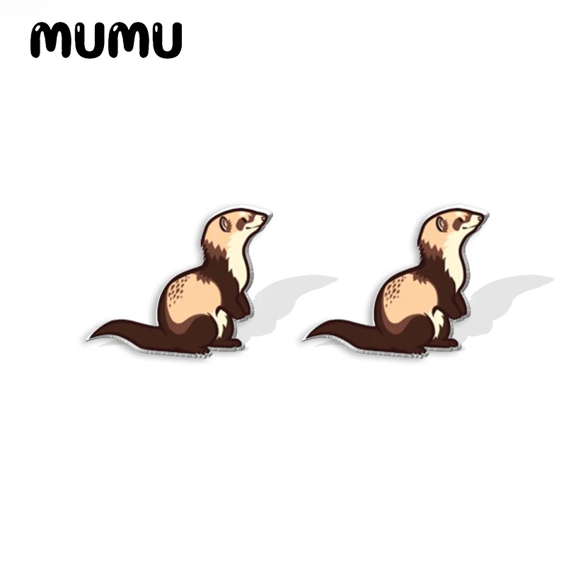 2023 New Kawaii Ferret Acrylic Stud Earring Animal Handmade Earrings Resin Epoxy Jewelry Gifts Friend