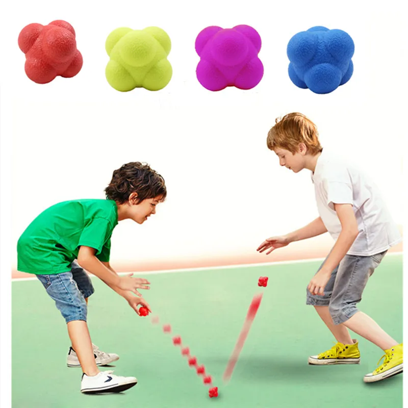 1 Pcs 7cm Reaction Bouncy Ball Hexagonal Reaction Ball Training Improvement Of Hand-eye Reaction Jump Fitness Exercise Ball