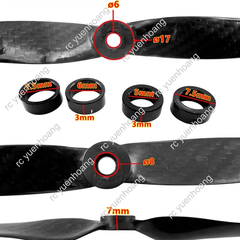 1 para 9050 9 cali 2-łopatowe śmigło rekwizyty z włókna węglowego wiosło z pojedynczym otworem do drona Quadcopter 2312 bezszczotkowy silnik akcesoria