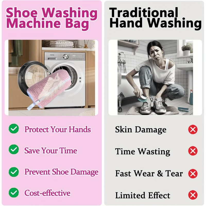 All-Purpose Machine Wash Shoe Bag with 360 °   Soft Brush Cleaning, Laundry Bags image 2