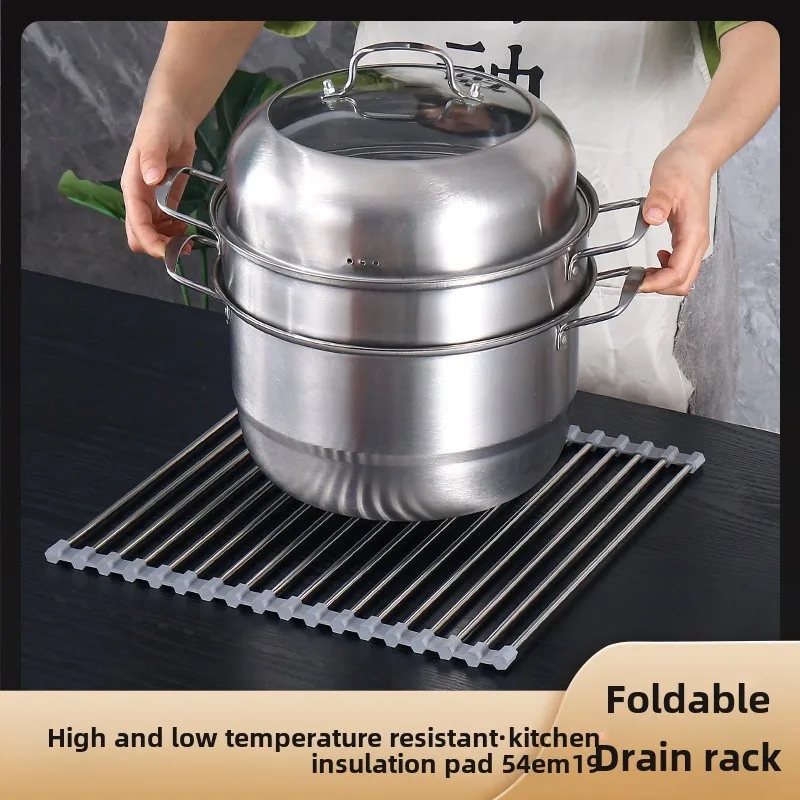 304 Stainless Steel Roll-up Sink Dish Rack: Space-Saving Over Sink Kitchen Storage Rack & Stainless Steel Kitchenware