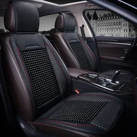 Cojín para asiento de coche con cuentas de madera, funda para asiento de coche de cuero fresco de verano, alfombrilla para asiento de coche hecha a mano transpirable, accesorios universales para automóvil