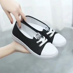 Women Canvas Shoes Soft Bottom Women's Shoes Shallow Flat Woman Shoes Leisure Sports White Non Slip Shoes Youth Women's Shoes